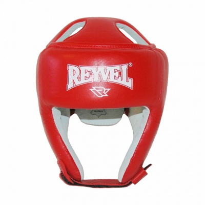 Боксерский шлем Reyvel кожа красный
