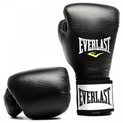 Боксерские перчатки Everlast Leather Velcroed Training Black